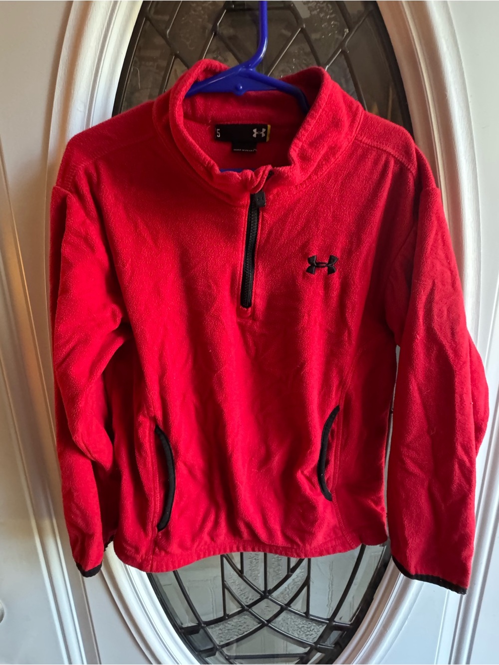 Under Armour Kids Size 5 Red Black 1/4 Zip Fleece Pullover